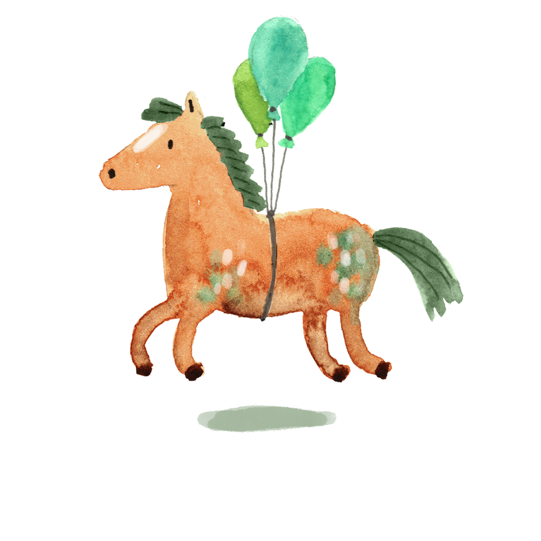 Paard met ballonnen